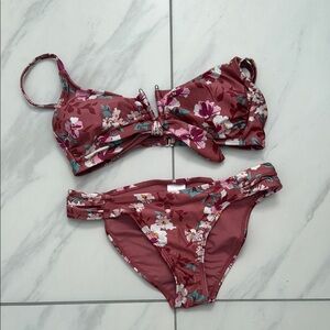 Floral Bikini Set in Pink and White